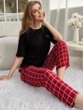 Pajamas for Women Summer Short Sleeve T-shirt Pants Simple Casual Home Clothes set