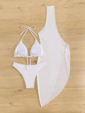 Women's Two Pieces Push-Up Bikini Swimsuit Cover Up Three-Piece Beachwear