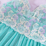 Spring Sexy Nightgown Embroidered Mesh Patchwork Chocker Sexy Four-Piece Lingerie Set