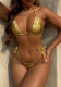 Two Pieces Bikini Set Sexy Thong Triangle Chain Accessories Low Back Swimsuit Set