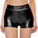 Fitting High-Waist Nightclub Shorts Sexy Shinyleather Pants