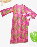 Women's Print Halter Two Pieces Bikini Long Sleeve Cover-Up Three-Piece Lace-Up Swimsuit