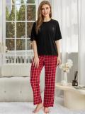 Pajamas for Women Summer Short Sleeve T-shirt Pants Simple Casual Home Clothes set