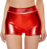Fitting High-Waist Nightclub Shorts Sexy Shinyleather Pants