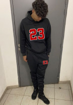 Spring And Winter Print Loose Men's Hoodies Pants Set