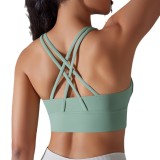 Double Cross Tank Shockproof Push Up Sports Bra Yoga Sports Bra Fitness Top