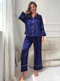 Simulated Silk Pajamas Women's Autumn and Winter Long Sleeve Lounge Wear Set Outdoor Wear