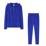 Spring Sexy Casual Solid Color Hooded Two Piece Tracksuit