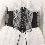Women transparent lace elastic Lace-Up decorative belt