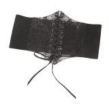 Women transparent lace elastic Lace-Up decorative belt