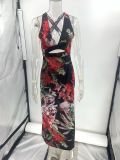 Women Sexy Printed Strap Holidays Dress
