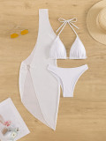 Women's Two Pieces Push-Up Bikini Swimsuit Cover Up Three-Piece Beachwear