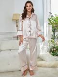 Simulated Silk Pajamas Women's Autumn and Winter Long Sleeve Lounge Wear Set Outdoor Wear