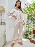 Simulated Silk Pajamas Women's Autumn and Winter Long Sleeve Lounge Wear Set Outdoor Wear