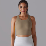 Fixed Cup Sports Vest Slim Fit Tank Fitness Yoga Wear Bra For Women