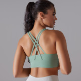 Double Cross Tank Shockproof Push Up Sports Bra Yoga Sports Bra Fitness Top