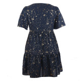 Plus Size Women's Printed Casual Loose Cocktail Party Elegant Dress
