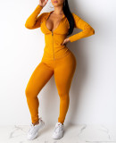 Spring Sexy Casual Solid Color Hooded Two Piece Tracksuit