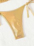 Two Pieces Bikini Set Sexy Thong Triangle Chain Accessories Low Back Swimsuit Set