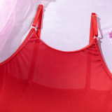 Sexy See-Through Mesh Bodysuit Garter Sexy Lace-Up Patchwork Sexy Three-Piece Lingerie