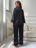 Simulated Silk Pajamas Women's Autumn and Winter Long Sleeve Lounge Wear Set Outdoor Wear