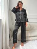 Simulated Silk Pajamas Women's Autumn and Winter Long Sleeve Lounge Wear Set Outdoor Wear