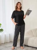 Pajamas for Women Summer Short Sleeve T-shirt Pants Simple Casual Home Clothes set