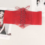 Women transparent lace elastic Lace-Up decorative belt