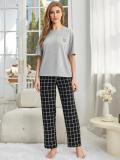 Pajamas for Women Summer Short Sleeve T-shirt Pants Simple Casual Home Clothes set