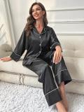 Simulated Silk Pajamas Women's Autumn and Winter Long Sleeve Lounge Wear Set Outdoor Wear