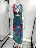 Women Sexy Printed Strap Holidays Dress