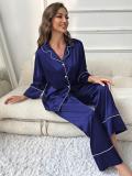 Simulated Silk Pajamas Women's Autumn and Winter Long Sleeve Lounge Wear Set Outdoor Wear