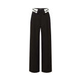 Spring Retro Women's Loose Slim Fit Turndown Collar Design Straight Wide Leg Pants