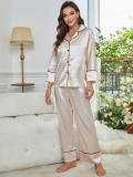 Simulated Silk Pajamas Women's Autumn and Winter Long Sleeve Lounge Wear Set Outdoor Wear