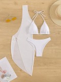Women's Two Pieces Push-Up Bikini Swimsuit Cover Up Three-Piece Beachwear
