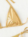 Two Pieces Bikini Set Sexy Thong Triangle Chain Accessories Low Back Swimsuit Set