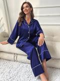 Simulated Silk Pajamas Women's Autumn and Winter Long Sleeve Lounge Wear Set Outdoor Wear