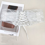Women transparent lace elastic Lace-Up decorative belt