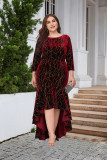 Women's Plus Size Three Quarter Sleeve Mermaid High Low Hem Long Velvet Formal dress