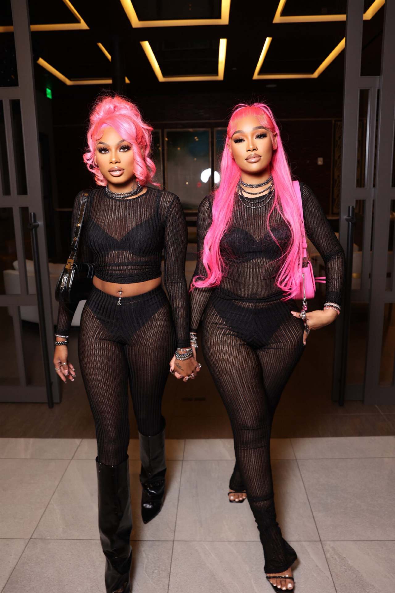 Women's Fashion Casual Sexy Hollow Round Neck Two-Piece Pants Set