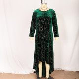 Women's Plus Size Three Quarter Sleeve Mermaid High Low Hem Long Velvet Formal dress