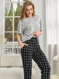 Pajamas for Women Summer Short Sleeve T-shirt Pants Simple Casual Home Clothes set