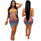 Sexy Straps Beaded Bodycon Slim Women Fashion Casual Party Dress