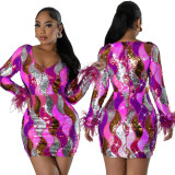 Stylish Sequin Sexy Bodycon Women Party Dress