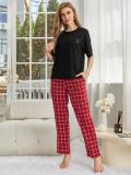 Pajamas for Women Summer Short Sleeve T-shirt Pants Simple Casual Home Clothes set