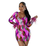 Stylish Sequin Sexy Bodycon Women Party Dress