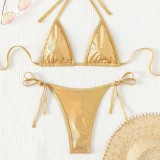 Two Pieces Bikini Set Sexy Thong Triangle Chain Accessories Low Back Swimsuit Set