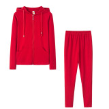 Spring Sexy Casual Solid Color Hooded Two Piece Tracksuit