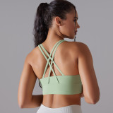 Double Cross Tank Shockproof Push Up Sports Bra Yoga Sports Bra Fitness Top