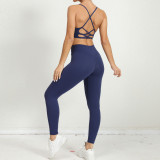 Spring And Winter Shockproof Tight Fitting Fitness Yoga Clothing Set Quick-Drying Sports Tank Leggings Two-Piece Set